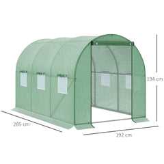 Kozy Walk-in Polytunnel Greenhouse, Outdoor Garden Tunnel Greenhouse Tent with Zipped Roll-Up Door and 6 Mesh Windows, 3 x 2M