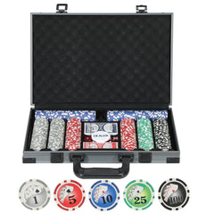 Kozy 400-Piece Poker Chips Set with Lightweight ABS Case, Casino Texas Holdem Poker Set with Mat, 11.5g Numbered Poker Chips, Two Decks of Cards, Dealer, Five Dices, Grey
