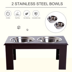 Pawhut Large Stainless Steel Pet Feeder, 58.4Lx30.5Wx25.4H cm, Elevated Design for Comfort, Brown