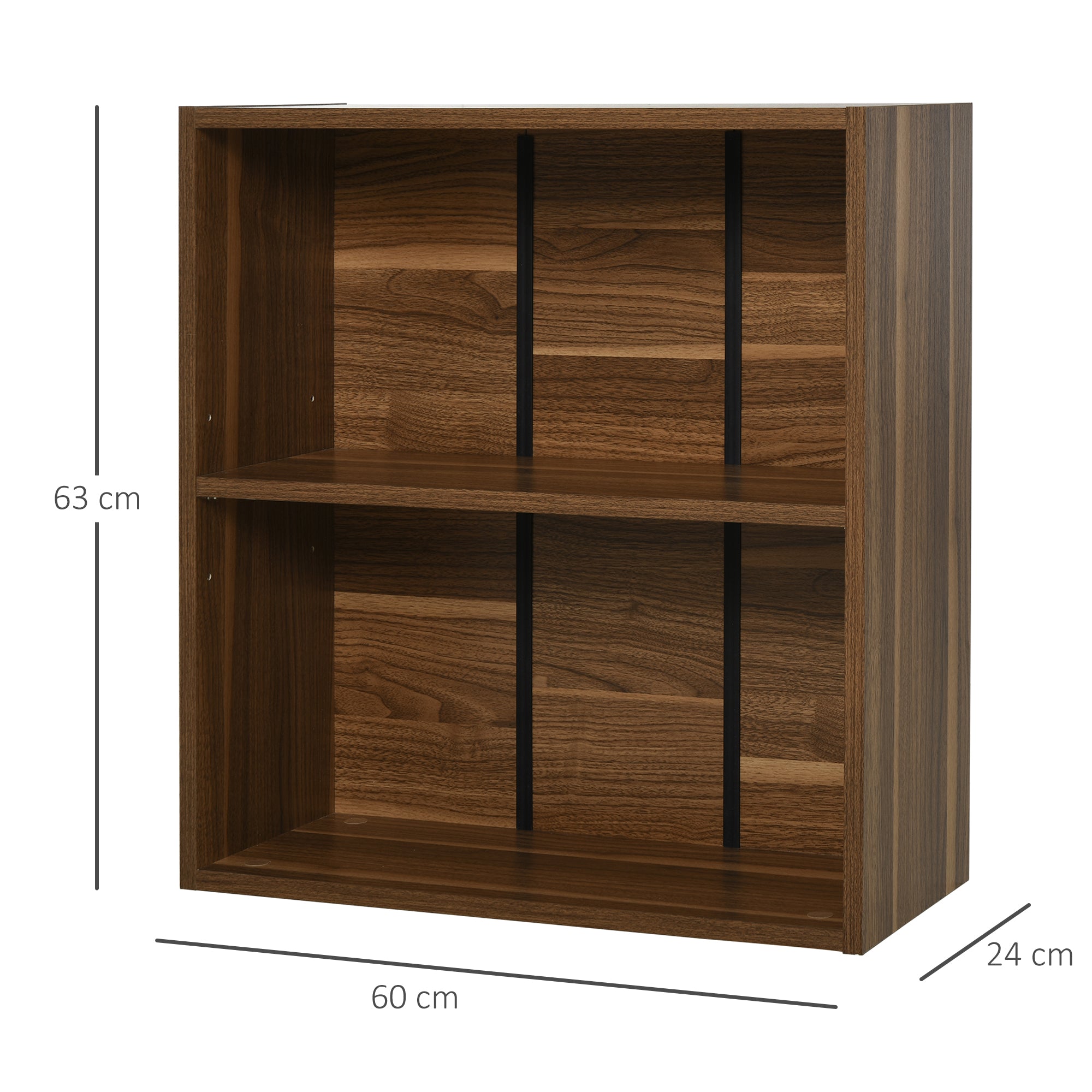 HOMCOM Wooden 2 Tier Storage Unit Shelf Bookshelf Bookcase Cupboard Cabinet Walnut