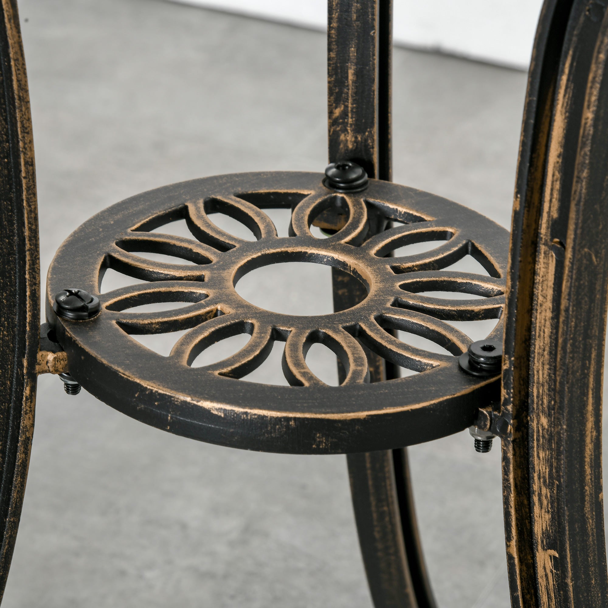 Kozy 3pc Cast Aluminium Garden Bistro Set for 2 with Parasol Hole, Outdoor Coffee Table Set Rust Resistant with Cushions, Bronze