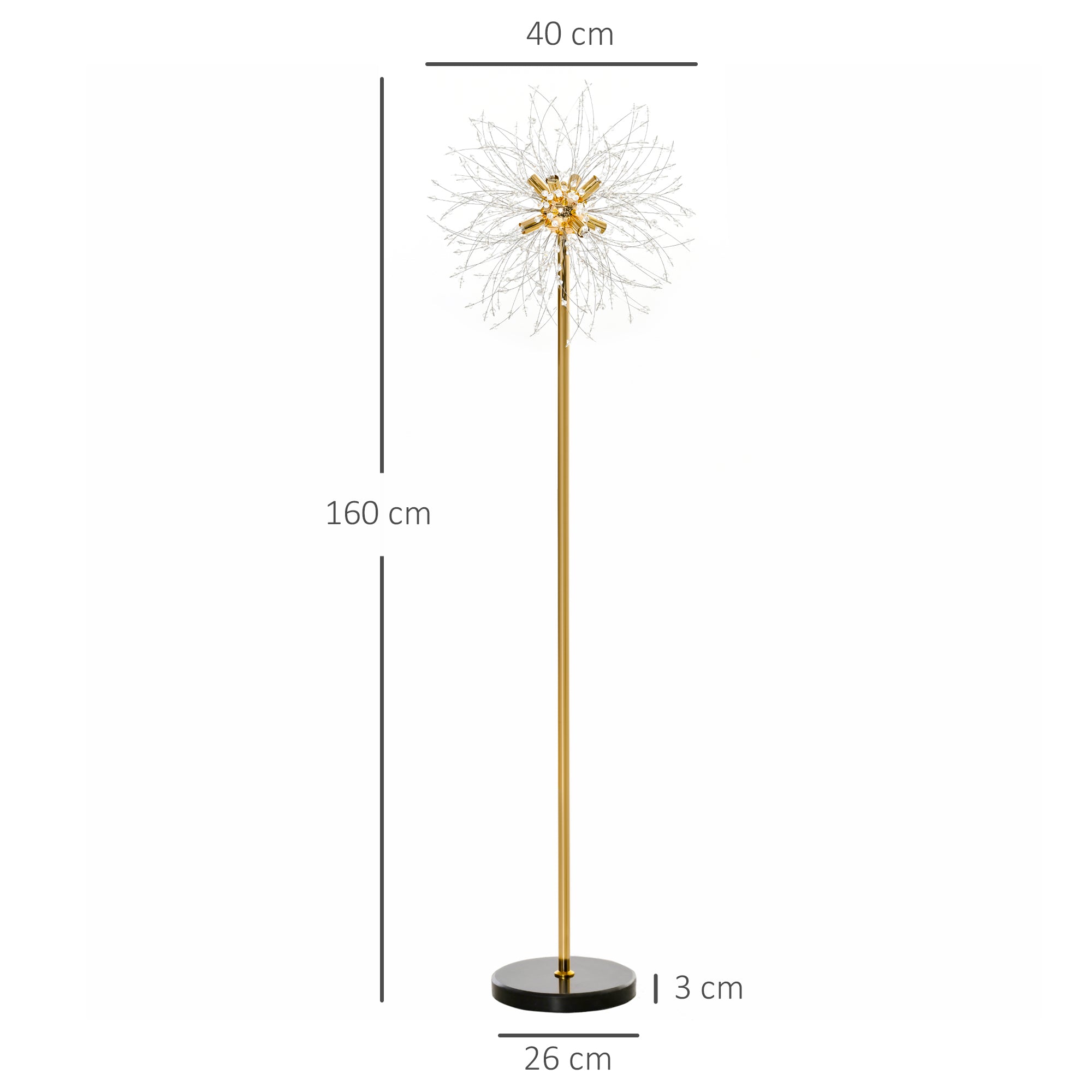 HOMCOM Modern Floor Lamp, Tall Standing Lamp with Dandelion-like Lampshade for Living Room | Aosom UK