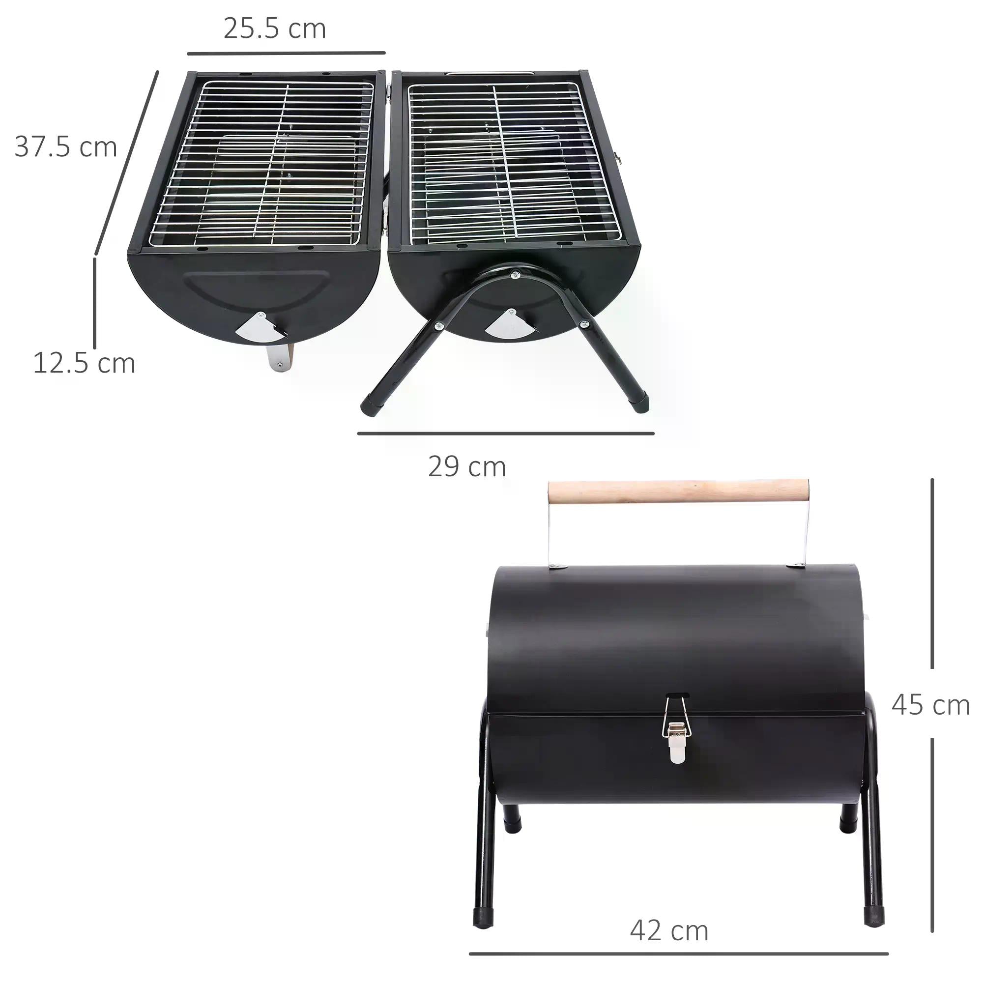 Outsunny Charcoal Grill Portable Folding Charcoal BBQ Grill Outdoor Tabletop Barbecue Grill