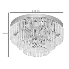 HOMCOM Round Crystal Ceiling Light 7 Lights Chandelier Mounted Fixture