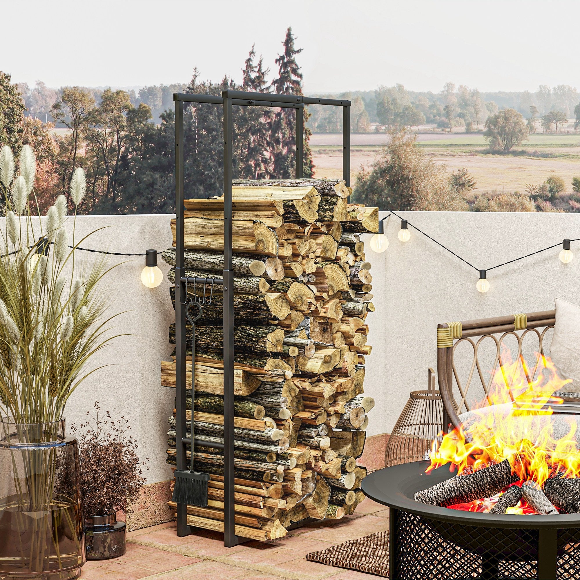 Kozy - 40-65/100-150cm Adjustable Metal Firewood Log Holder
