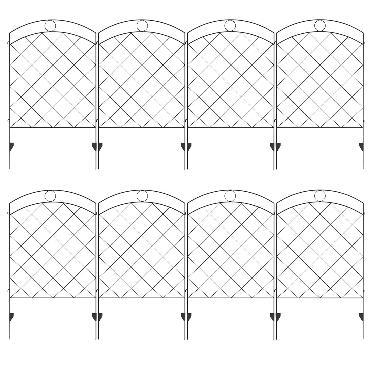 Outsunny Decorative Garden Fencing, 43in x 11.4ft Outdoor Picket Fence Panels, 8PCs Rustproof Steel Wire Landscape Flower Bed Border Edging | Aosom UK
