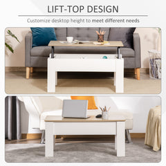 Kozy Lift Top Coffee Table with Hidden Storage Compartment, Lift Tabletop Pop-Up Center Table for Living Room