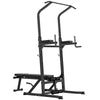 Pull Up Station with Adjustable Weight Bench, Dip Station and Barbell Rack, Multi-Function Power Tower Free Standing Pull Up Bar for Home Gym