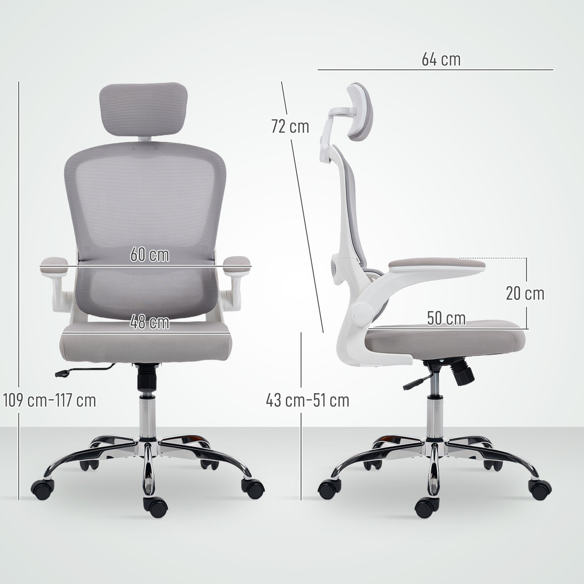 Kozy Mesh Back Office Chair, with Lumbar Support - Grey