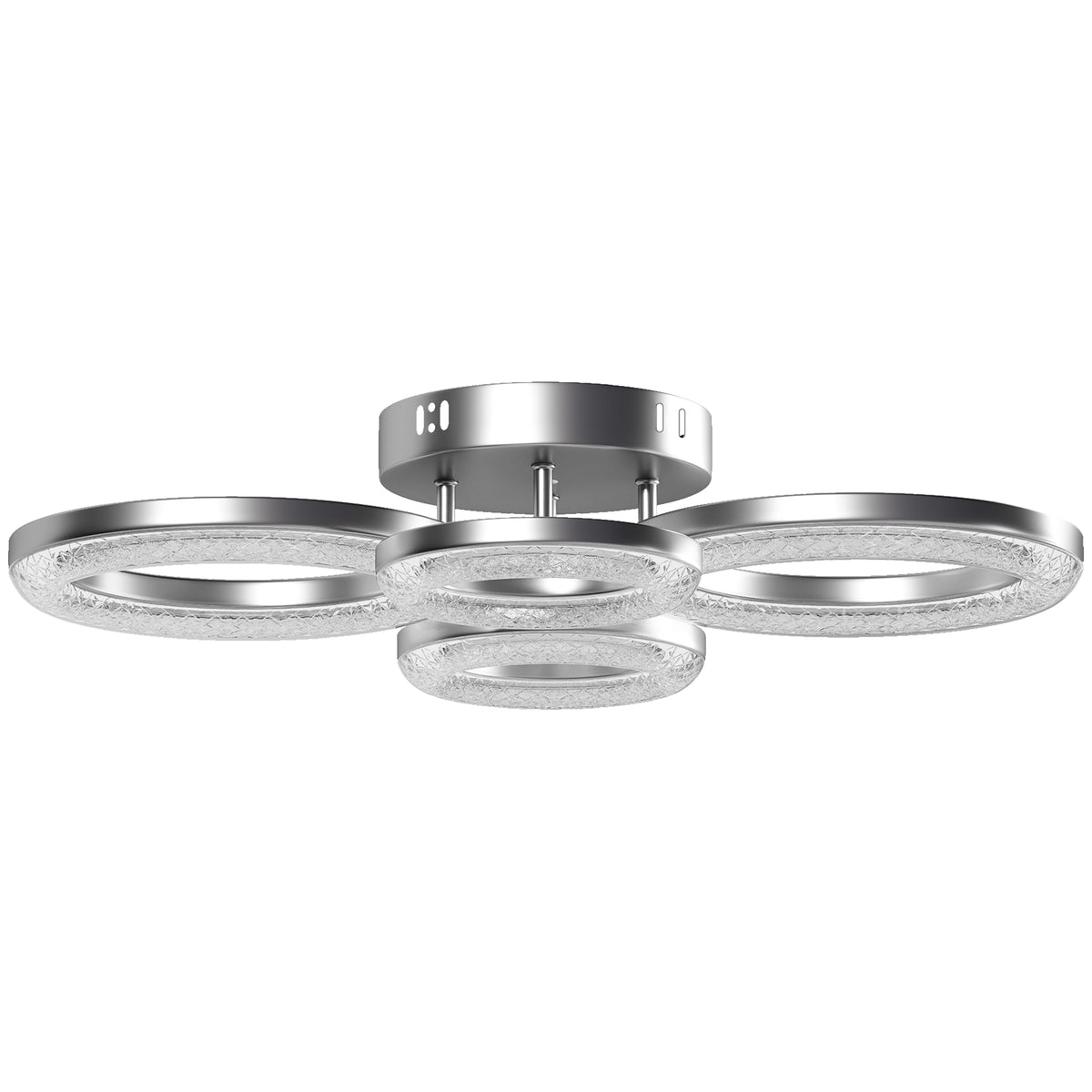 Kozy - LED Ceiling Light, Modern 4 Rings Ceiling Lamp with Wall Switch Control, 40W 4350lm Flush Mount Ceiling Light with 3500K/4500K/6000K Colour Temperatures for Living Room, Bedroom, Silver Tone