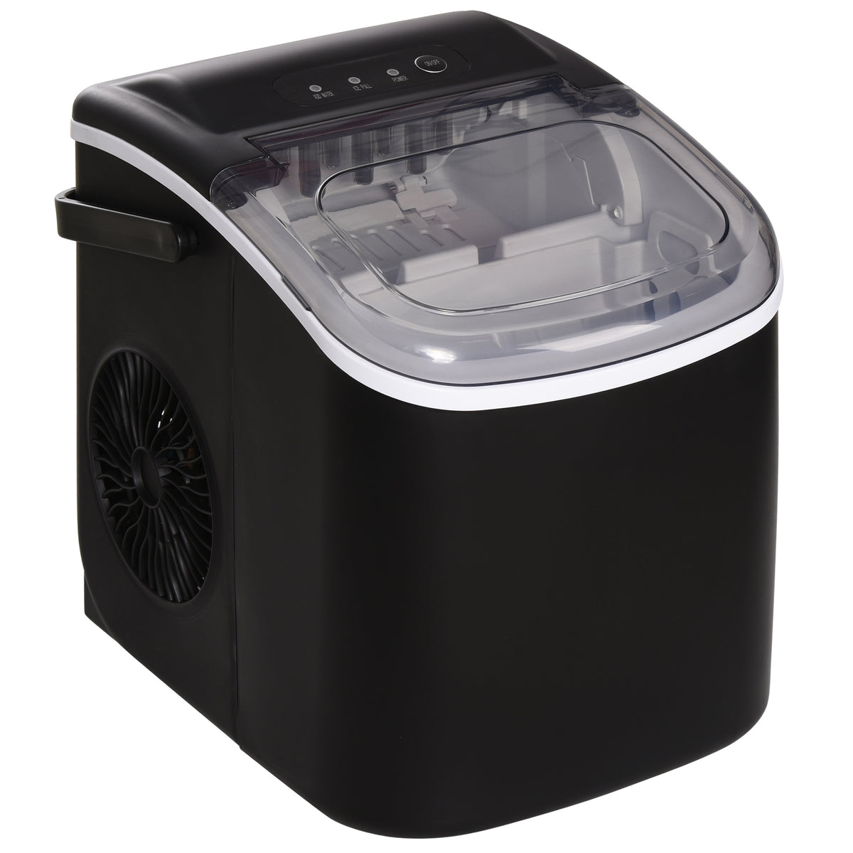 Kozy - Ice Maker Machine Counter Top, 12Kg in 24 Hrs, 9 Cubes Ready in 6-12Mins, Portable Ice Cube Maker with Ice Scoop and Basket, Black