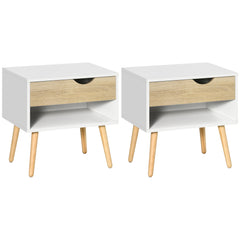 Kozy Set of 2 Bedside Table with Drawer and Shelf