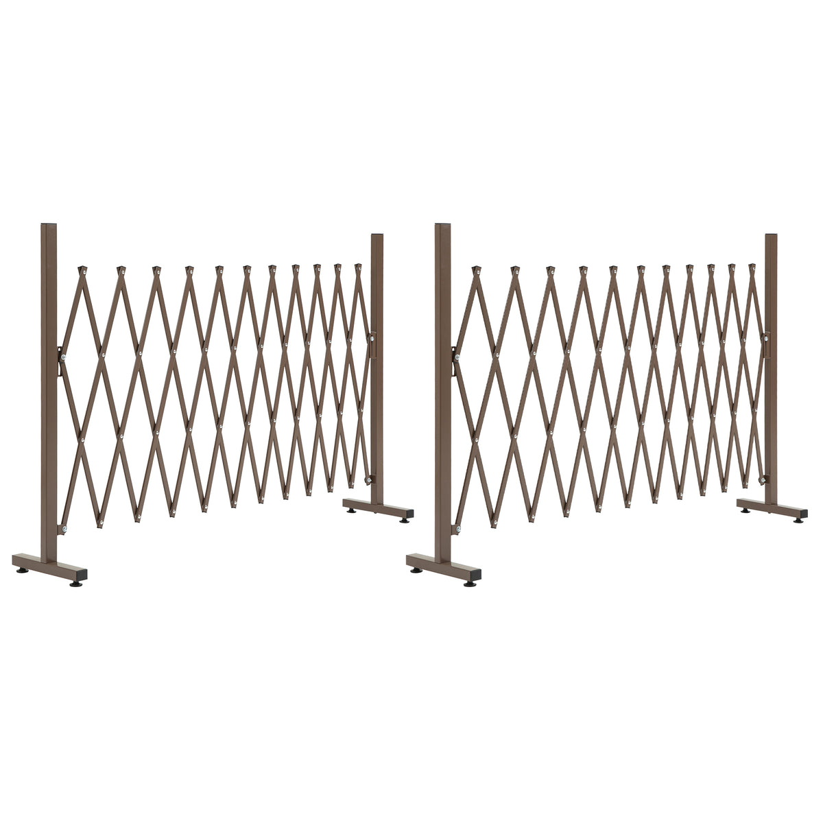 Kozy - Set of 2 Expanding Garden Fencc, Aluminium Freestanding Foldable Picket Fence, 300cmx103.5 cm, Dark Brown