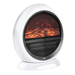 Kozy Freestanding Electric Fireplace Indoor Space Table Top Heater with Realistic Flame Effect, Rotatable Head, Overheating Protection, 1500W, White