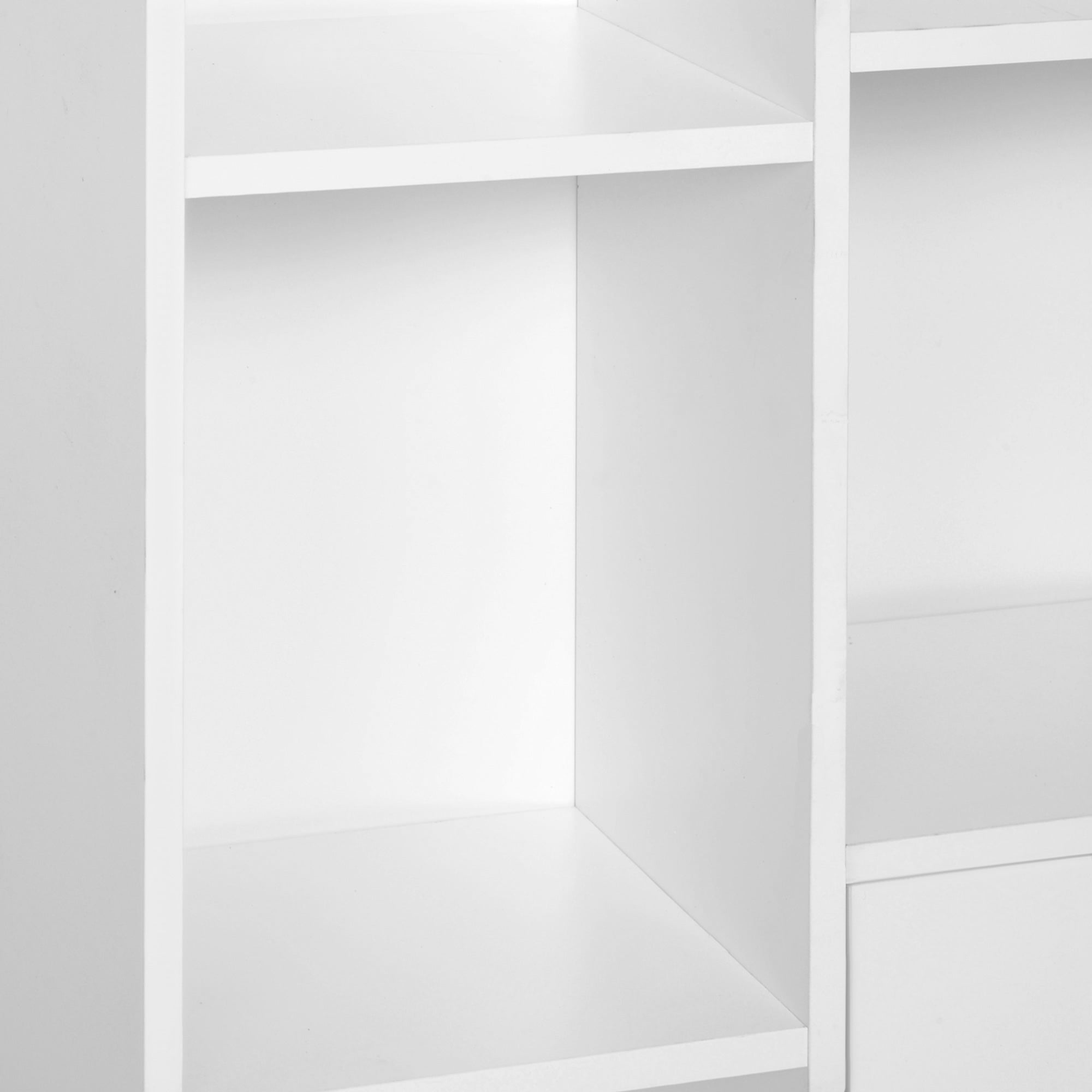 HOMCOM Open Bookcase Storage Cabinet Shelves Unit Free Standing w/ Two Doors Wooden Display White