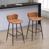 Bar Stools Set of 2, Upholstered Bar Chairs, Breakfast Kitchen Counter Chairs with Backs, Legs and Footrests for Dining Room
