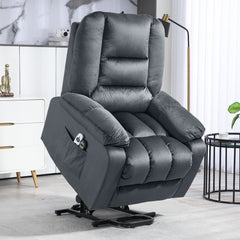 HOMCOM Lift Chair, Quick Assembly, Electric Riser and Recliner Chair with Vibration Massage, Heat, Side Pockets, Grey | Aosom UK