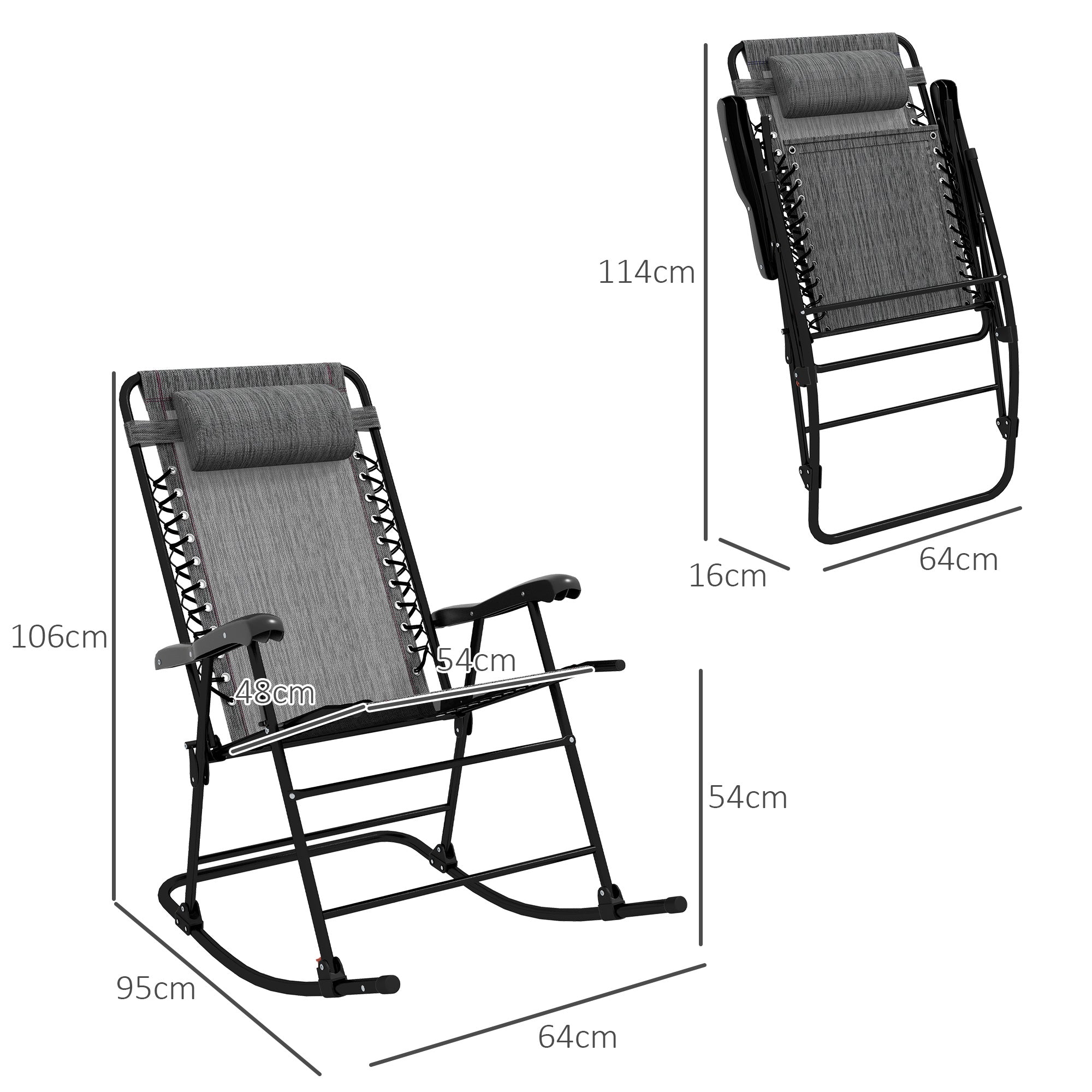 Outsunny Rocking Chair, Folding Outdoor Adjustable Zero