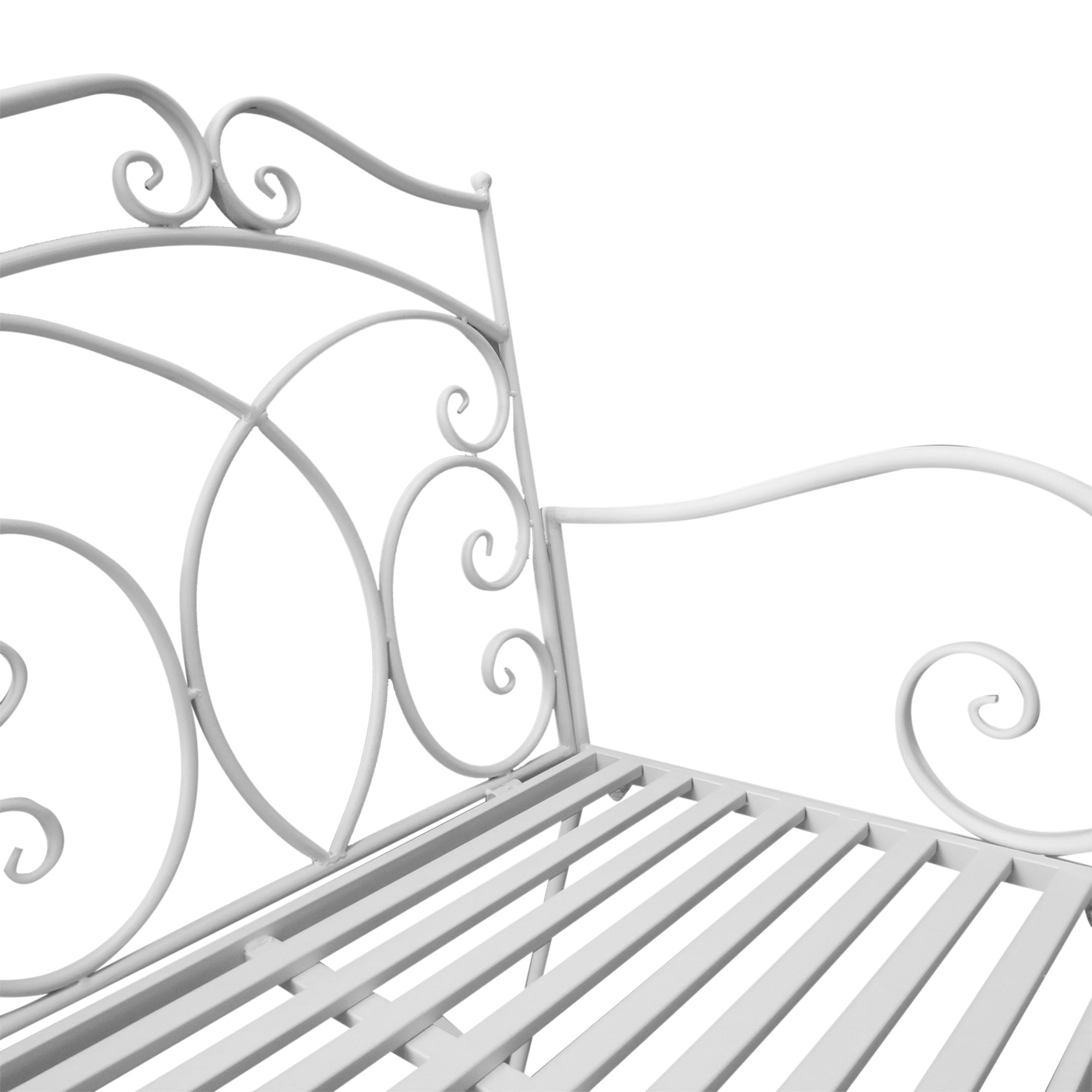 Kozy Patio 2 Seater Rocking Bench Steel Garden Outdoor Garden Loveseat Chair w/ Decorative Backrest White