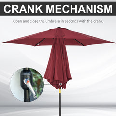 Outsunny 9ft Aluminium Patio Umbrella Sun Shade with Wine Red Canopy, Outdoor Market Caf茅 Yard Gazebo Cover