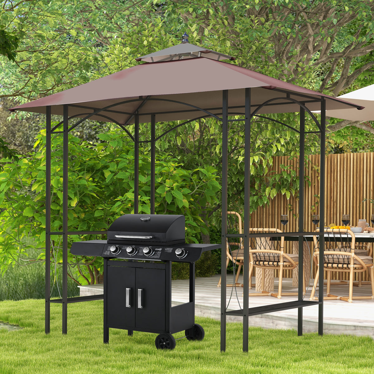 Outsunny 2.5 x 1.5m BBQ Tent Canopy Patio Outdoor Awning Gazebo Party Sun Shelter