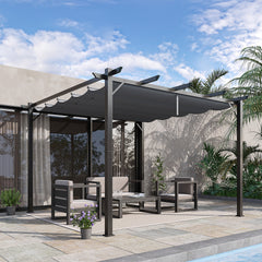 Kozy 3 x 3 m Aluminum Gazebo, with Retractable Roof - Grey