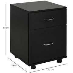 Kozy Two Drawer Filing Cabinet with Wheels- Black Wood Grain