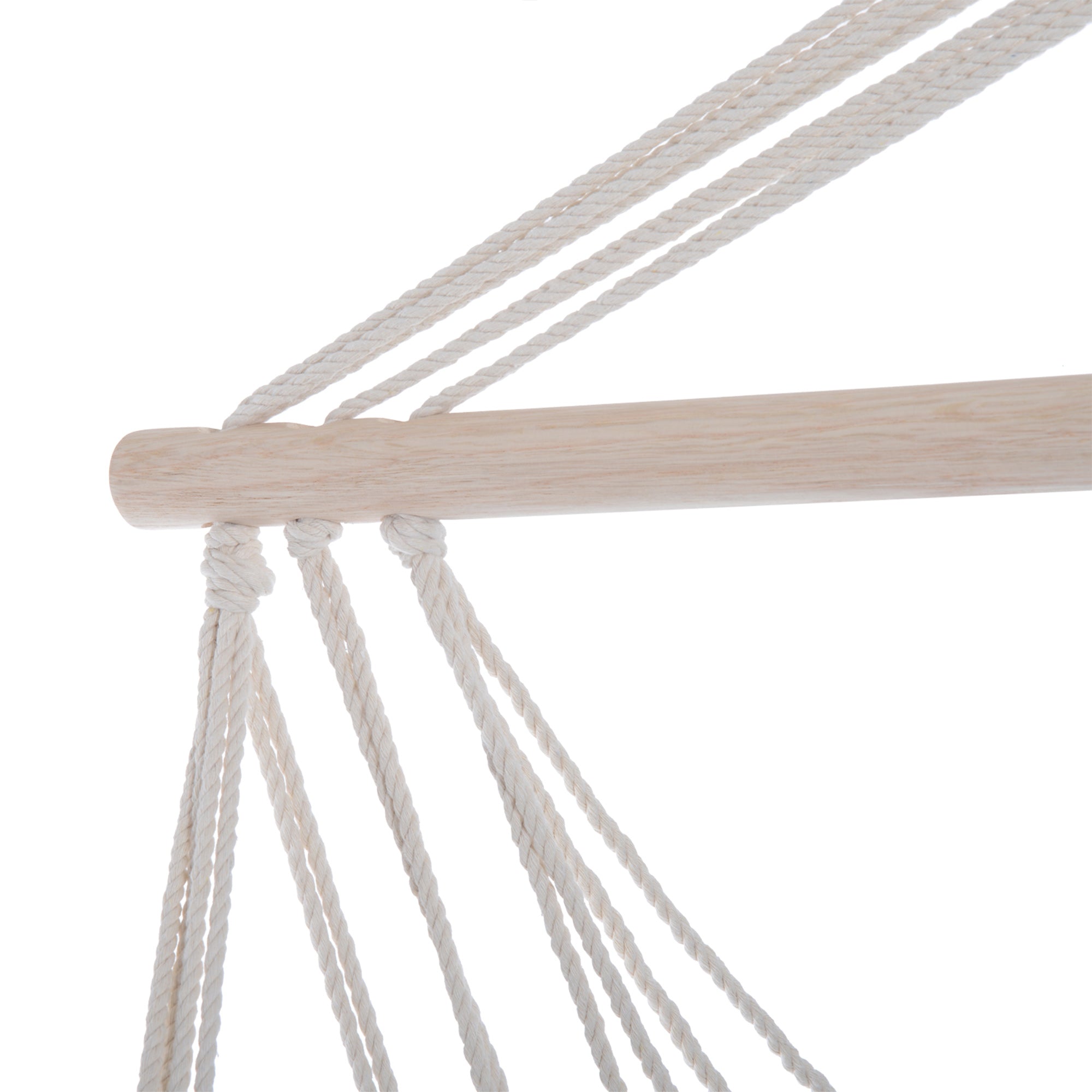 Kozy Hanging Rope Chair with Soft Padded Seat & Backrest, Portable Garden Hammoc Chair with Wooden Support Bar, Armrests, Cotton Cloth, Footrest, for Patio & Tree, Blue