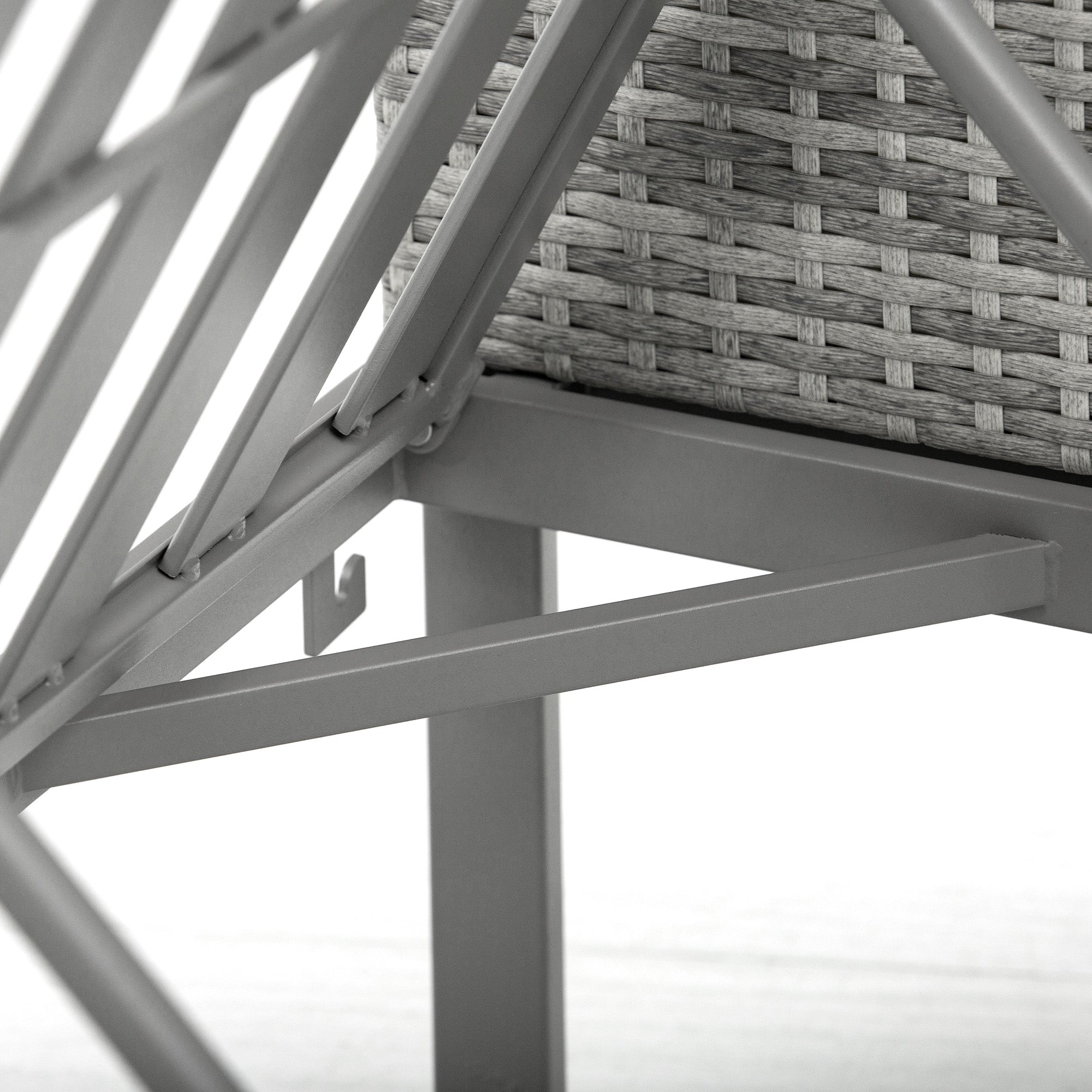 Kozy 3-in-1 Rattan Bistro Set, Wicker Garden Furniture Set with 2-level Rising Table, Adjustable 3-seater Sofa Lounger with Washable Cushions for Outdoor, Patio, Balcony, Grey