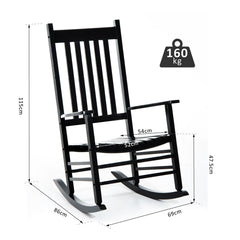 Outsunny Wooden Rocking Chair, Patio Rocker Armchair for Balcony, Deck, Outdoor Porch Garden Seat, Black