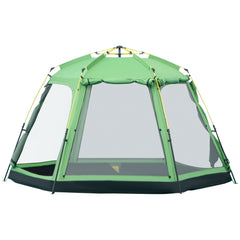 Kozy 6 Person Pop Up Camping Tent, 2-Tier Design Backpacking Tent with 4 Windows 2 Doors Portable Carry Bag for Fishing Hiking, Green