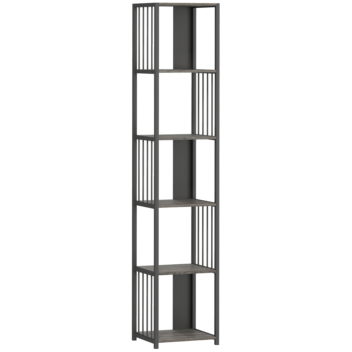 Kozy - 5-Tier Bookshelf with Steel Frame - Grey