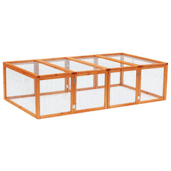 Pawhut Rabbit Hutch W/ Mesh Wire, 181Lx100Wx 48H cm-Wood | Aosom UK