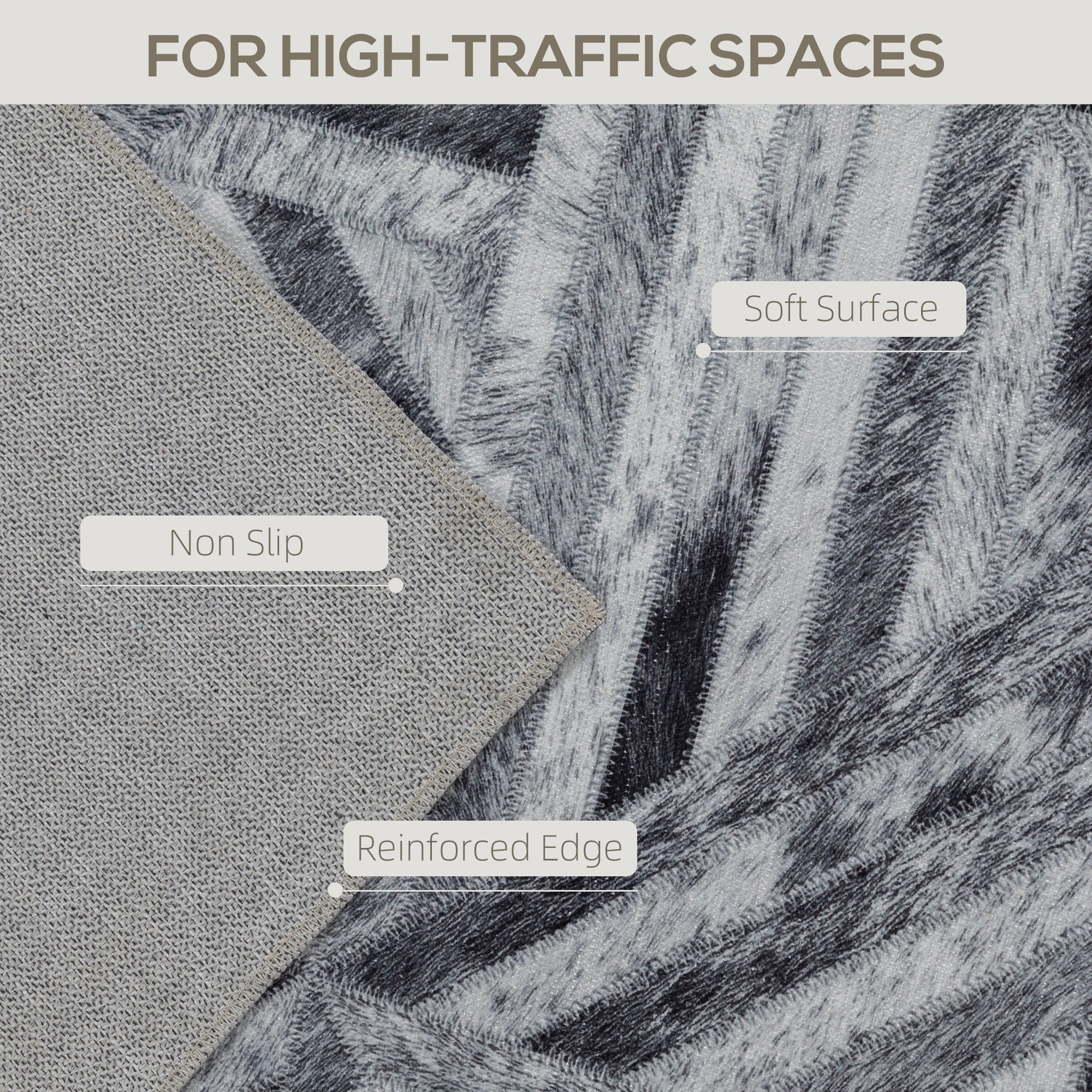 Kozy - Modern Area Rug, Triangle Pattern Non-Slip Washable Rug, Chenille Floor Carpet for Living Room, Bedroom, Dining Room, Home Office, 170 x 120 cm, Black
