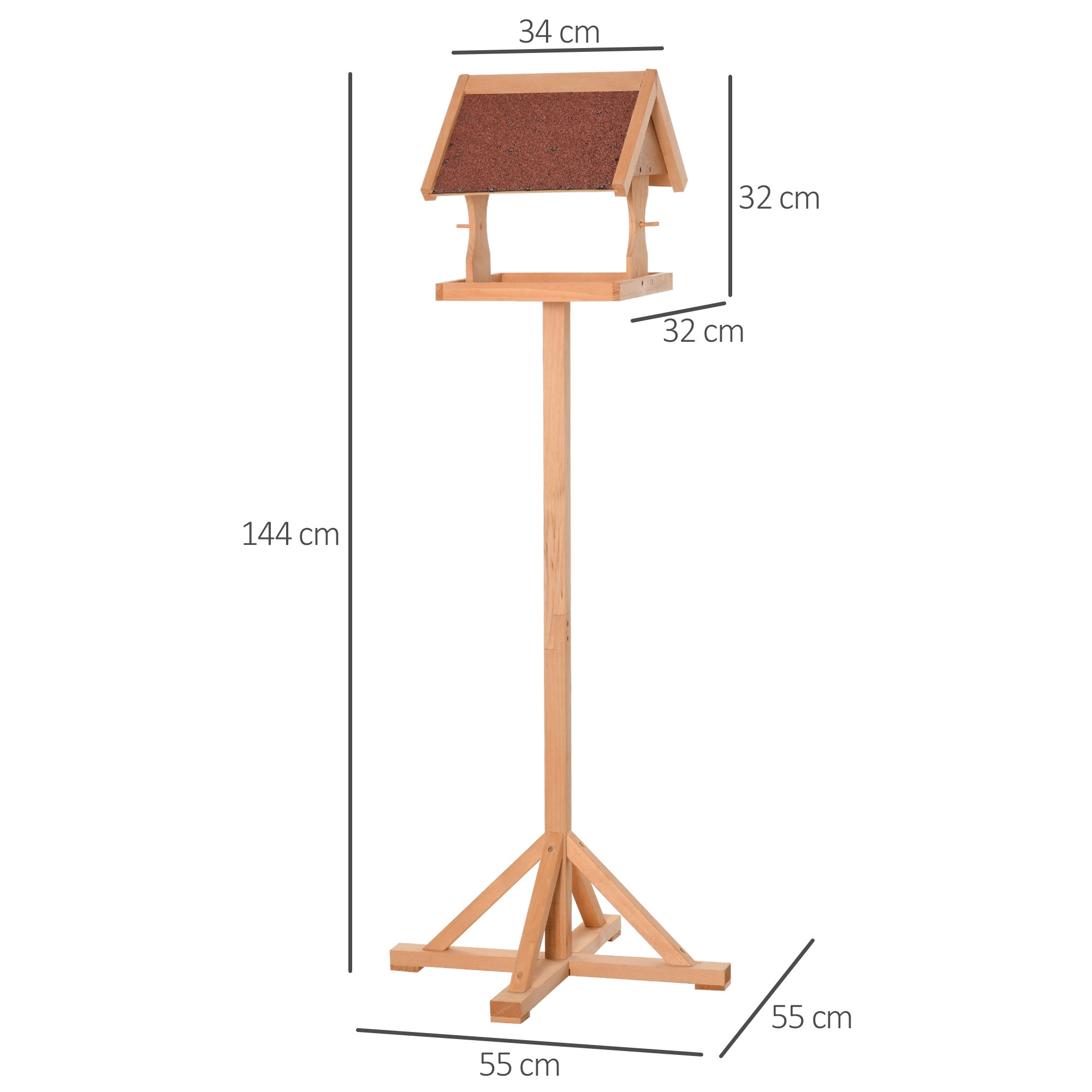 Kozy Wooden Bird Table Wild Bird Feeding Station Freestanding Feeder for Garden Outdoor 55 x 55 x 144cm