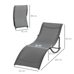 Kozy Set of 2 S-shaped Foldable Lounge Chair Sun Lounger Reclining Outdoor Chair for Patio Beach Garden, Grey