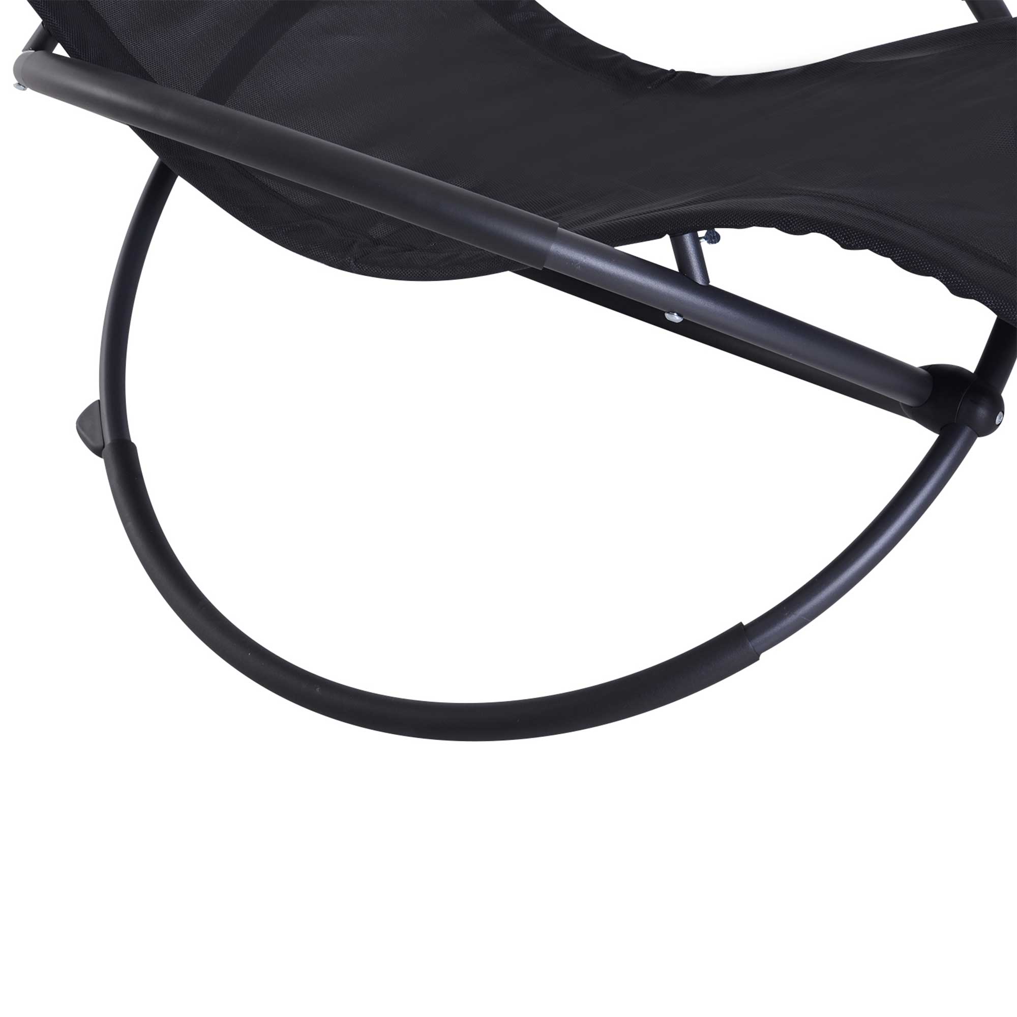 Outsunny Orbital Lounger, Zero Gravity Patio Chaise, Foldable Rocking Chair with Pillow, Black.