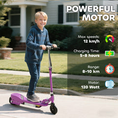 Kozy Foldable Electric Kids Scooter, Ride-on for Ages 7-14 Years, Purple