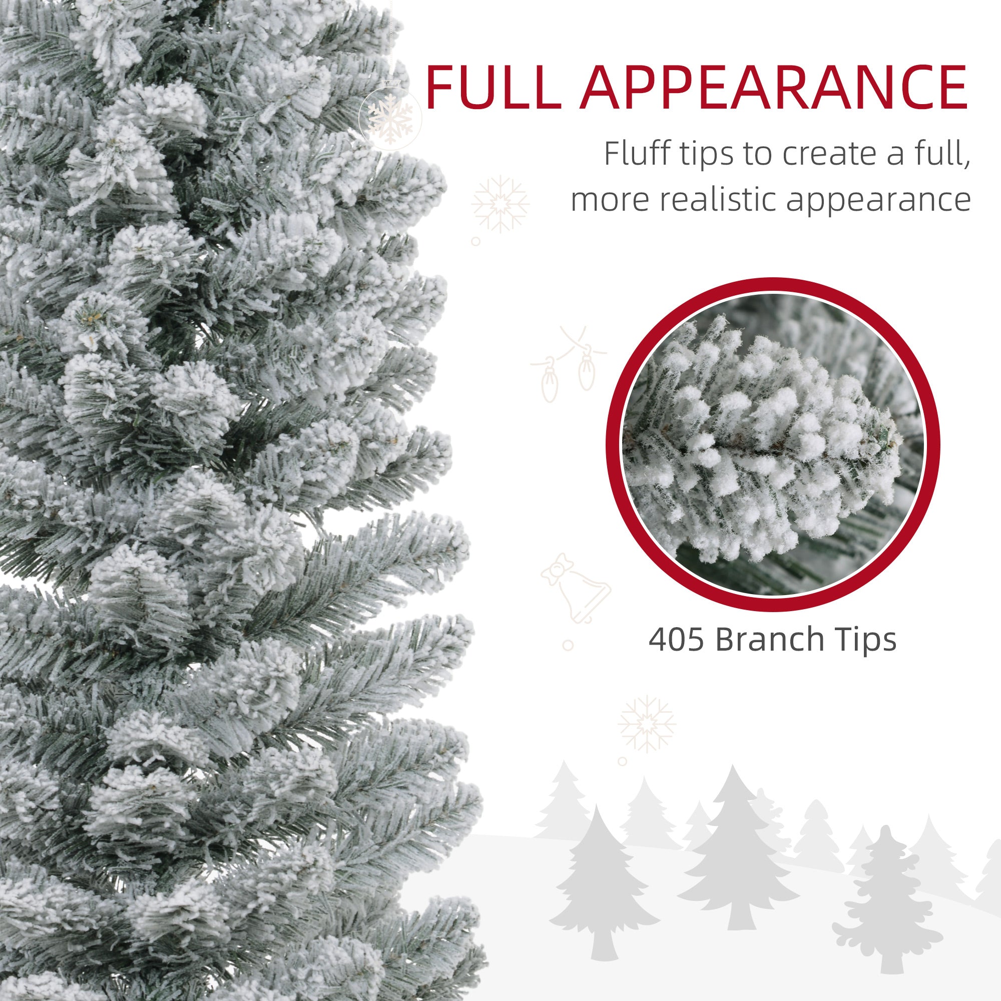 Kozy - 7ft Artificial Snowy Pencil Christmas Tree - White