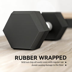 Kozy 2x6kg Hex Dumbbells Set Rubber Dumbbells Weight Lifting Equipment Fitness Home Gym