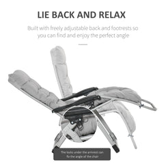 Kozy 2pc Reclining Zero Gravity Sun Loungers ,Folding Chaise Lounge Chair with Cushions, Light Grey