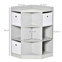 HOMCOM Kids Storage Cabinet Corner Toy Storage Organizer Bookcase for Children's Play Room/Bedroom w/ Anti-tipping Hardware Drawers, Grey | Aosom UK