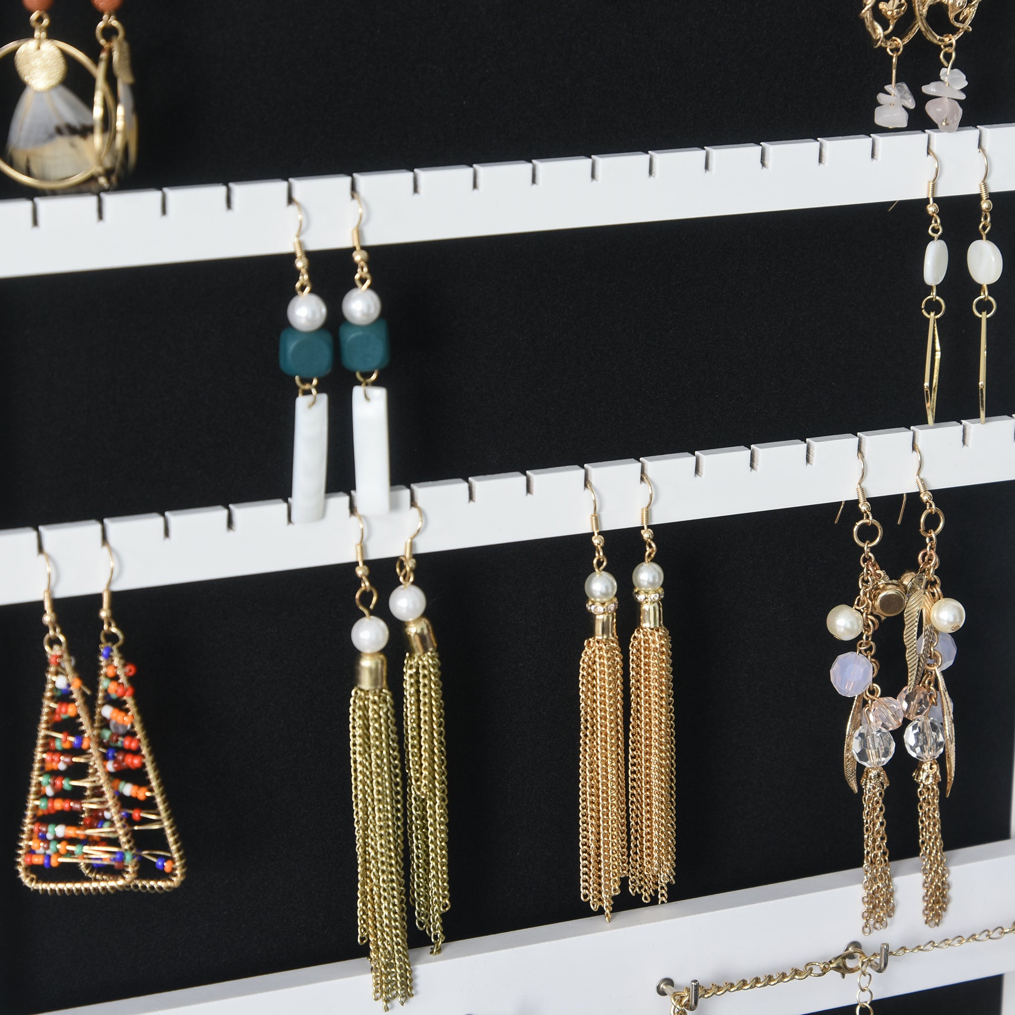 Kozy Jewelry Cabinet Standing Mirror Full Length Makeup Lockable Armoire Storage Organizer White