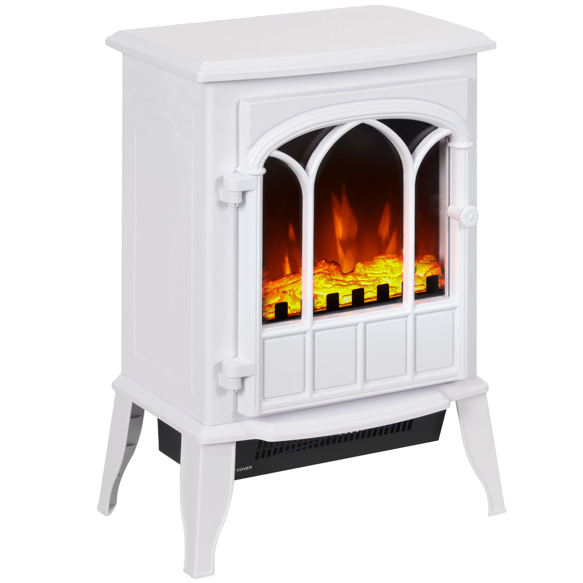 Kozy - Freestanding Electric Fireplace, Electric Log Burner with LED Flame Effect, Overheating Safety System, 1000W/2000W White