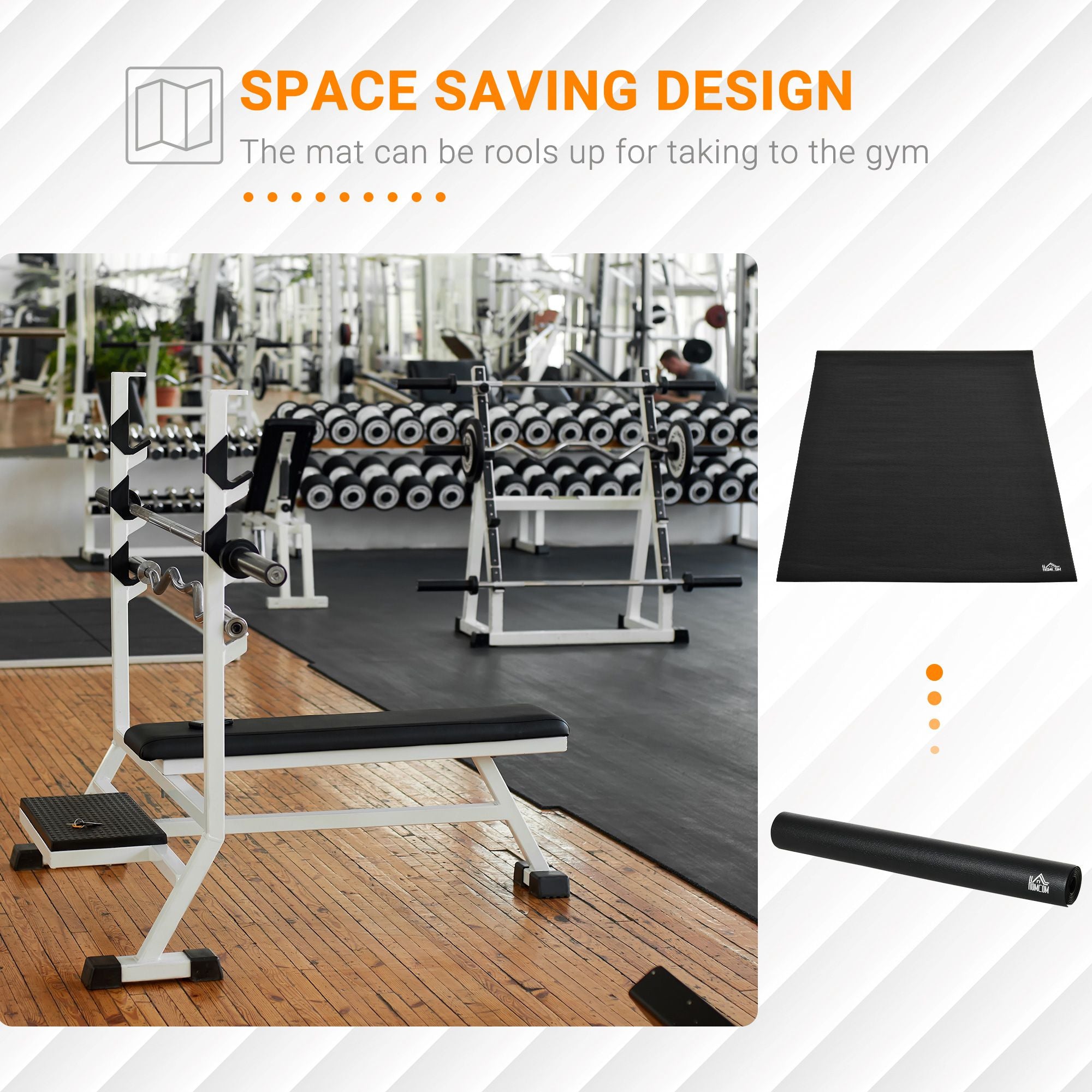 HOMCOM Exercise Mat: Non-Slip Floor Protector for Gym, Fitness, Workouts, 180 x 90cm | Aosom UK