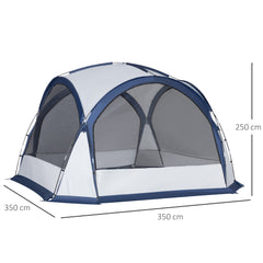 Kozy Dome Tent for 6-8 Person, Camping Tent with 4 Zipped Mesh Doors, Removable Oxford Cloth, Lamp Hook, Portable Carry Bag, White and Blue