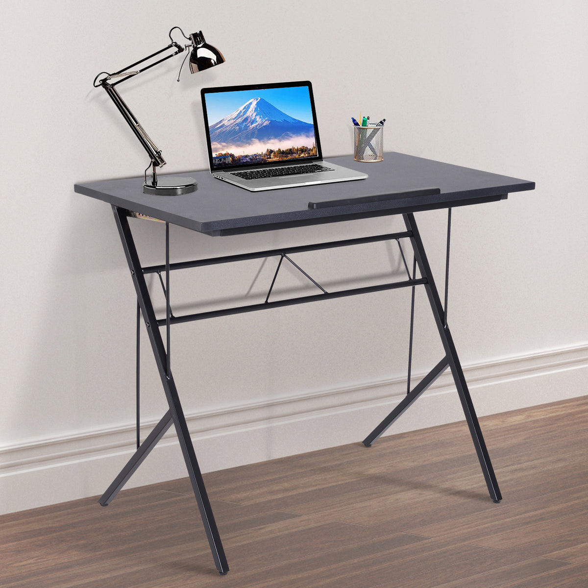 Vinsetto Computer Desk Writing Workstation Art Drawing Drafting Board Craft Table Tiltable Tabletop Adjustable Height Black 90L x 50W x 76