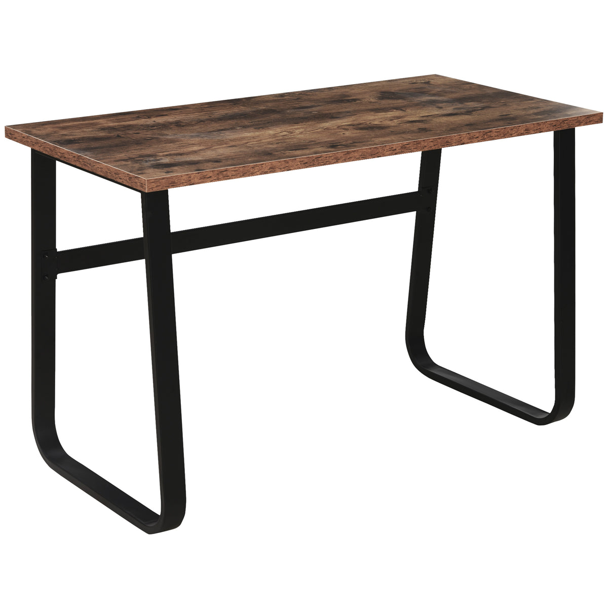 Kozy Computer Table, Writing Desk with Steel Frame and Wood Top, Industrial Home Study Table, 115 x 58 x 74.5cm, Rustic Brown and Black