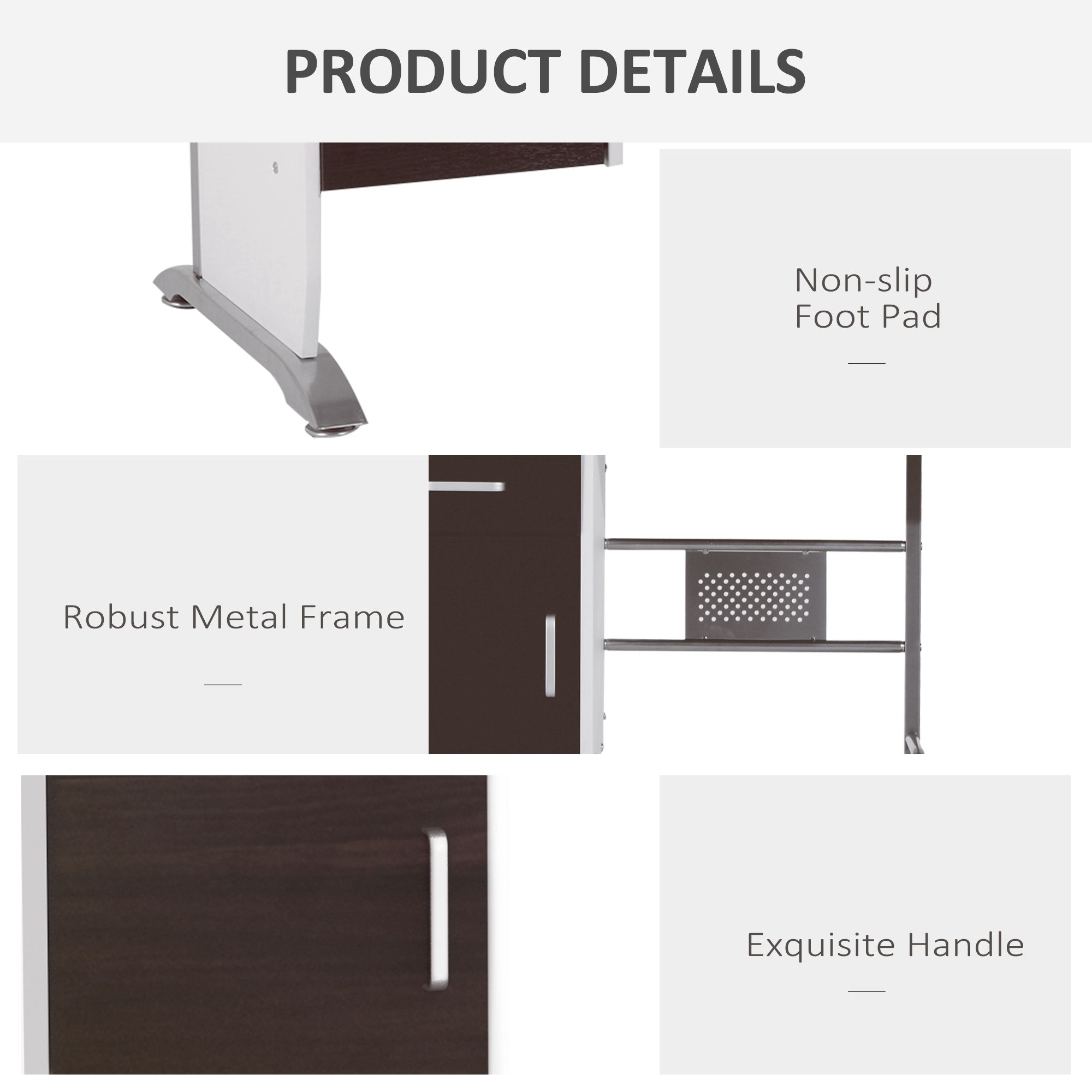HOMCOM Home Office Workstation Desk, PC Computer Desk with Sliding Keyboard Tray, Storage Drawers, Host Box Shelf, Black Walnut | Aosom UK