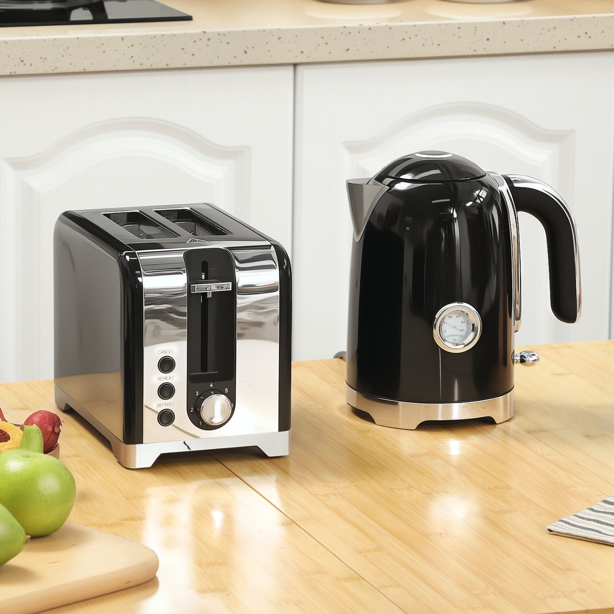 Kozy - Retro Toaster and Kettle Set - Black